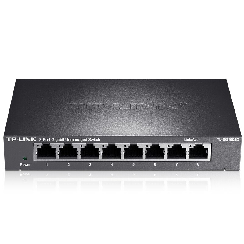 TP-LINK 8口千兆交换机 企业级交换器 监控网络网线分线器 分流器 金属机身 TL-SG1008D PCKJ133441